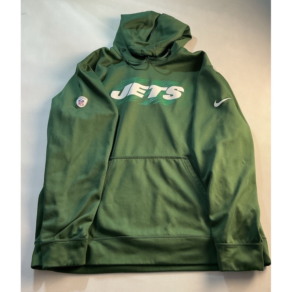 Nike Therma-FIT New York Jets Green NFL Pullover Hoodie Sweatshirt Mens XL EUC
